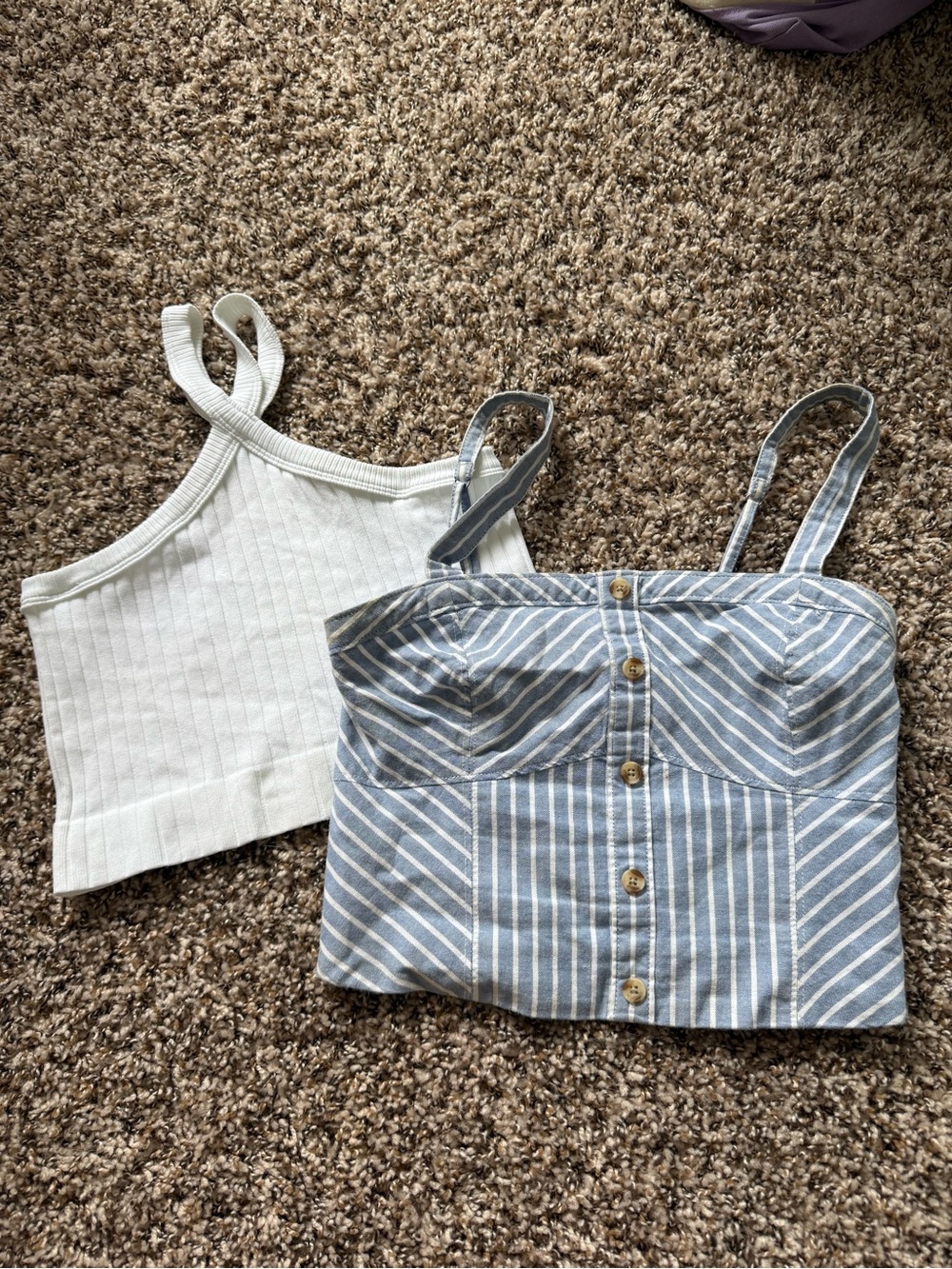 White and blue striped crop top bundle